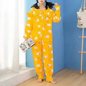 양떼목장 잠옷 세트 옐로우 XL 코튼 파자마 봄 (HSJ-WCB9915)