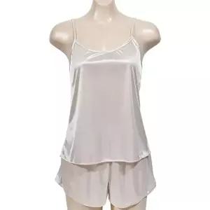 한 새틴 부드럽고 편안한 홈웨어 여성 슬립 상하 세트 (HSJ-WFIE1WE)