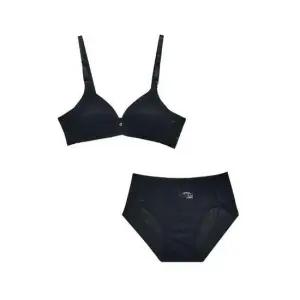 오가닉코튼 풀컵 몰드 B컵 브라팬티세트 - 블랙
