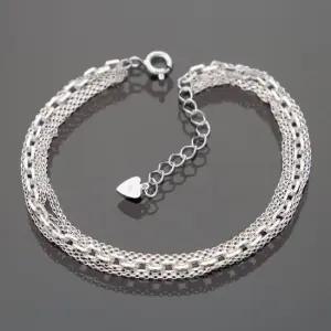 여자친구생일 92.5 Silver 스퀘어 체인 6줄 실버 발찌