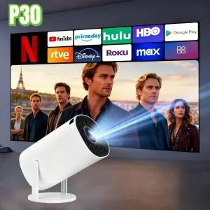 빔프로젝터 P30 안드로이드 11 스마트 프로젝터 WiFi 6 4K 1080P 비디오 1280x720P 네이티브 휴대용 홈