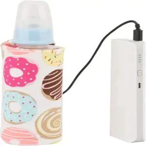 Hilitand 휴대용 보온병 USB 여행용 우유 아기 젖병 보관 커버 단열 온도 조절기 도넛 12