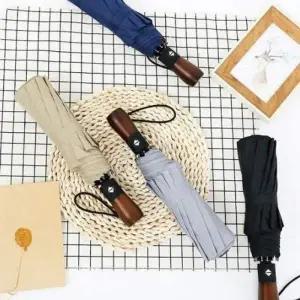 원목 튼튼한3단 3단우산 3단 핸들 양산 3자동 우산