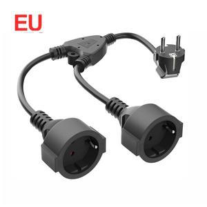 보호 접촉 익스텐션 코드 AC Y 플라스틱 케이블 숏 콘센트 2 개 소켓 IP20 이중 플러그 가정 및 사무실용