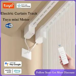 전동커튼 Tuya WiFi 미니 스마트 커튼 모터 자동 전기 트랙 레일 Cornice Alexa Google Home