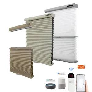 전동커튼 선 프리스톱 플리츠 허니콤 쉐이드 전동 전기 암막 자동 무선 셀룰러 블라인드