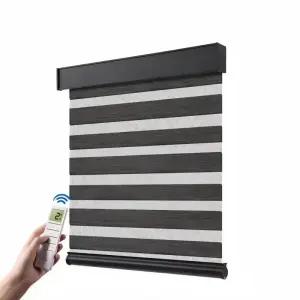전동커튼 전기 듀얼 얼룩말 롤러 블라인드 리모컨 모던 100 폴리에스터 방수 창문 커튼 내장