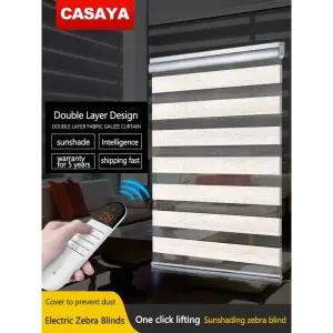 전동커튼 CASAYA 전동 얼룩말 블라인드 실버 더스트 커버 거실 사무실 주야간