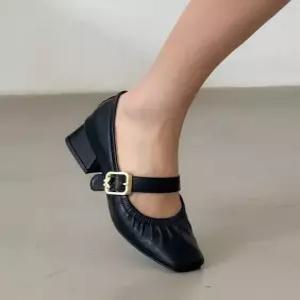 [라운슈][라운슈] 셔링 골드 버클 청키힐 펌프스 3.5cm (48325843)