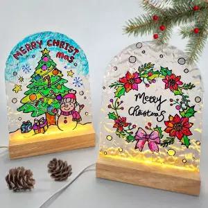 LED DNZ140J9 크리스마스 아크릴 무드등 만들기(원목 받침)