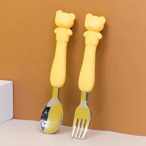 [보리보리/릴팡]릴팡 부드러운 실리콘핸들스텐스푼포크(옐로우베어)