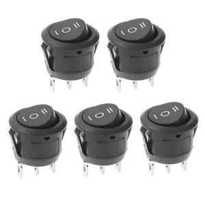 10개 원형 KCD1 로커 스위치 12V 3핀 3단계 ON Off ON 10A/125V DC SPDT 원형 토글 스위치