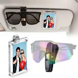 바이저용 TIIFyXC 사진 홀더 선글라스 마그네틱 액자 아크릴 디스플레이 안경 티켓 카드 클립 마운트 행거