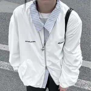 남자 캐주얼 페이크 투피스 남녀 재킷 점퍼 코트 커플 상의 스트라이프 칼라 패피1