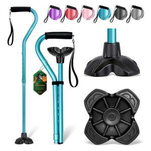 베네케인 보행 지팡이 조절 가능한 지팡이와 오프셋 소프트 쿠션 손잡이 남성 및 노인을 위한 편안하고 추가적인 안정성 베이스 이동 보조 장치