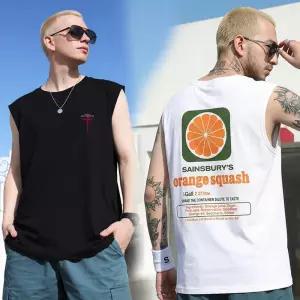 [옷자락]남자 라운드넥 폴리 오버핏 민소매 티셔츠