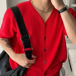 [아레스]시어 미니멀 텐션 브이넥 반팔 가디건 (5color)