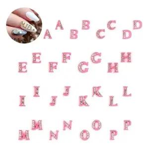 [에스에스_62]네일아트 영문 네일스톤 이니셜 파츠 핑크