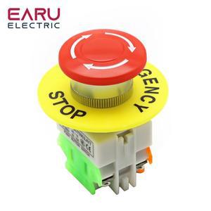 빨간 버섯 모자 1NO 1NC DPST 비상 정지 푸시 버튼 스위치 AC 660V 10A 장비 리프트 엘리베이터 래칭 자동
