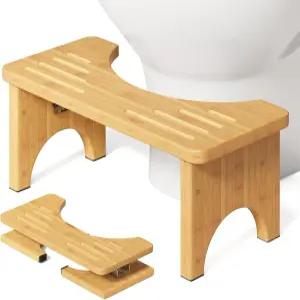 스쿼트 변기 접이식 7인치 대나무 성인 및 욕실용 목재 여행용 나무 휴대용 풋 스텝 프리미엄 플립 배변
