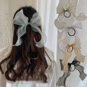 TBZ 쉬폰 시스루 리본 포인트 여성스럽고 가벼운 일체형 머리끈