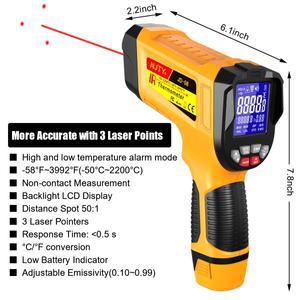 적외선 온도계 2200 ℃ 산업용 및 자동차용 전문 비접촉 역사적 데이터 저장 기능 포함