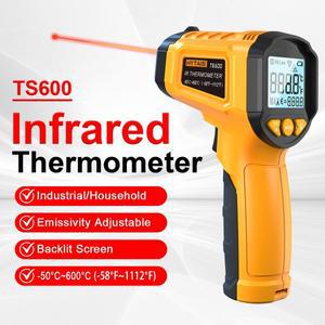 HYTAIS TS600 디지털 적외선 온도계 센서 산업용 비접촉 IR 건 0.1-1 방사율 -50~600 ° C 휴대용 측정