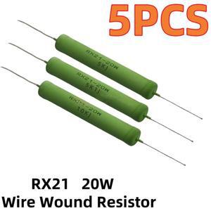 5PCS RX21 20W 권선 저항기 5% 1R 47R 68R 1K 22K 25K 33K 39K 43K 47K 50K 옴