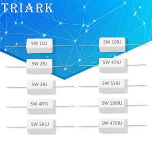 10PCS 5W 5% 시멘트 저항기 전력 0.1~100K 0.1R 1R 0.22 0.33 1 2 5 8 15 20 25 30 1K ohm