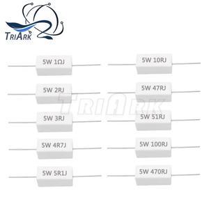 10PCS 5W 5% 시멘트 저항기 전력 0.1 ~ 100K 1R 0.22 0.33 1 2 5 8 15 20 25 30 1K 10Kohm