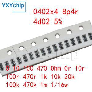 100pcs 0402x4 8p4r 4d02 5% 0804 칩 저항 네트워크 어레이 0 10 470 Ohm 0r 1k 20k 1m 116w