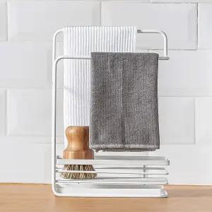 배수 팬이 있는 폴랜드 스펀지 홀더 행주 랙 주방 싱크대 캐디 정리함 브러시 비누 접시 걸이용