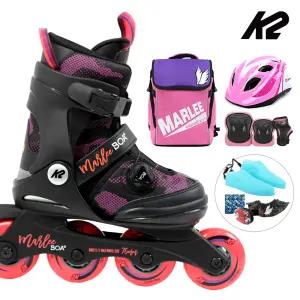 K2 인라인 스케이트 마리 보아 와인+가방+헬멧+보호대 아동 어린이 유아 인라인스케이트 신발항균건조기