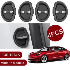 테슬라 모델 Y 3 용 문짝 완충기, 자동차 잠금 보호대, 실리콘 사일런트 래치, 커버 액세서리
