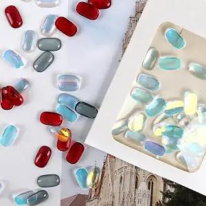 [에스에스_62]언포일 투명 유리알스톤 얼음 믹스 스톤 30입