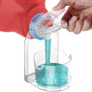 KERZEAT 클리어 세탁 세제 디스펜서 컵 홀더 및 노즐 힘 절약 스위치 드립 캐처 비누 세탁실 정리 장식 1팩