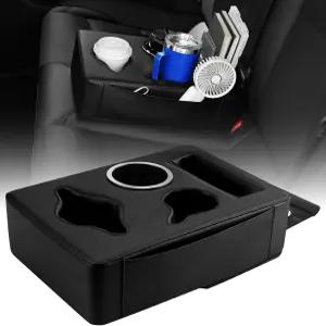 스피드엔알지 자동차 뒷좌석 컵 홀더 PU 가죽 음료 소파 침대 익스팬더 트레이 보관 방수 및 미끄럼 방지