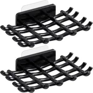 샤워 벽용 비누 바 홀더 후크가 달린 자동 배수 접시 드릴링 없음 욕조 주방 싱크대 방수 접착 벽 장착