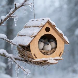 나무로 만든 걸이식 새집 DIY 앵무새 그네 새 은신처 새장 빌라 애완 용품 야외 정원 장식