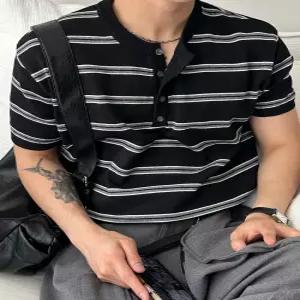 [아레스]슬로브 단가라 크롭 헨리넥 반팔 니트 (3color)