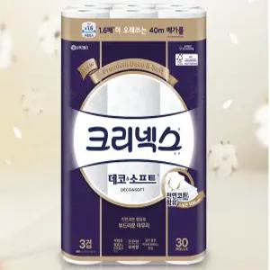 크리넥스 데코앤소프트 3겹 화장지 40m 30롤 1팩 (30롤)