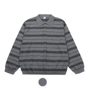 [모로엠] 간절기 단가라 스트라이프 헤비 카라니트 NUI-KAA-STKN