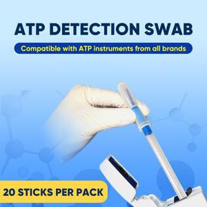 ATP 형광 검출기 면봉, 팩당 20개, 신속한 미생물 세균 청결도 샘플링