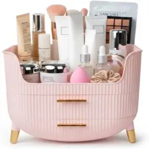 서랍이 있는 HALAFE 메이크업 정리함 화장실용 스킨케어 보관함 여러 칸 손잡이가 휴대용 화장품