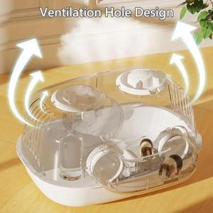 아크릴 햄스터 케이지 투명 터널 더블 레이어 작은 애완 동물 집 개방형 뚜껑 러닝 휠 동물 빌라