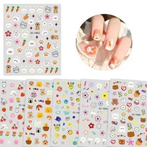 [에스에스_62]귀욤 플라워네일 꽃 케릭터 네일스티커 6종