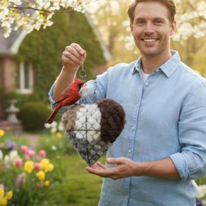 수제 섬유 새 은신처 하트 모양 리필 가능 걸이형 이중 시즌 야외용 호환 앵무새 벌새 카카티엘 카나리아용