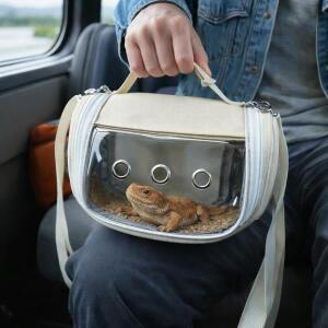 휴대용 새 운반 케이지 경량  햄스터 이동 가방 투명창 탈출 방지 앵무새 외출 소형 애완동물