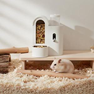 2-in-1 자동 먹이통 누수 방지 햄스터 급식기 급수기 기니피그 쥐 무드립