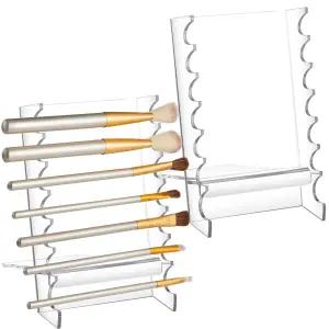 게엘린 2개의 아크릴 메이크업 브러시 홀더 베니티 건조기용 랙 펜 스탠드 디스플레이 아티스트 네일